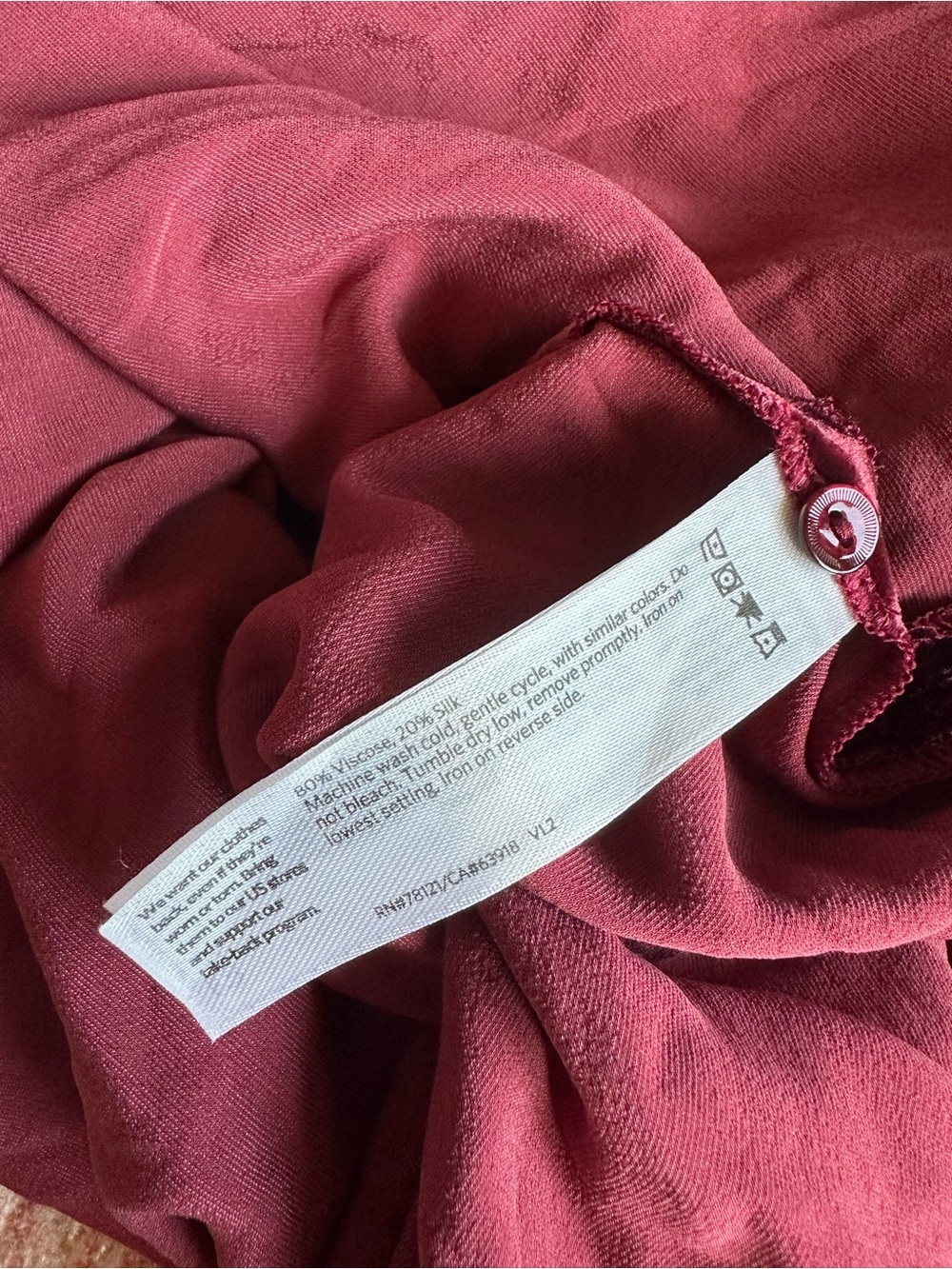 Eileen Fisher silk blend velvet tunic shirt wine maroon deep claret size large - Picture 3 of 7